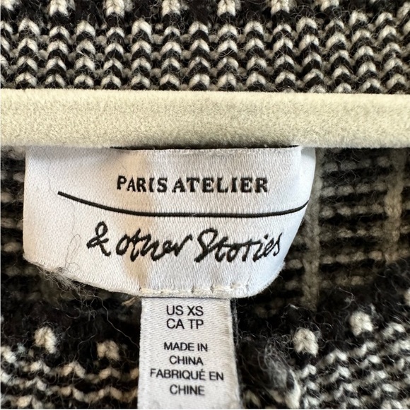 & Other Stories Buttoned Contemporary Merino Wool Blend Mini Dress Coat Grey - Picture 12 of 13